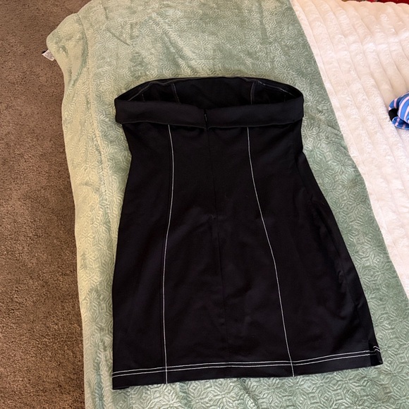 Urban Outfitters Black Strapless Dress with White Stitching - Picture 3 of 3